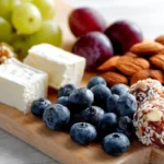 high protein snacks including yogurt eggs almonds and smoothie healthy food