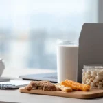 high protein snacks for work on clean office desk