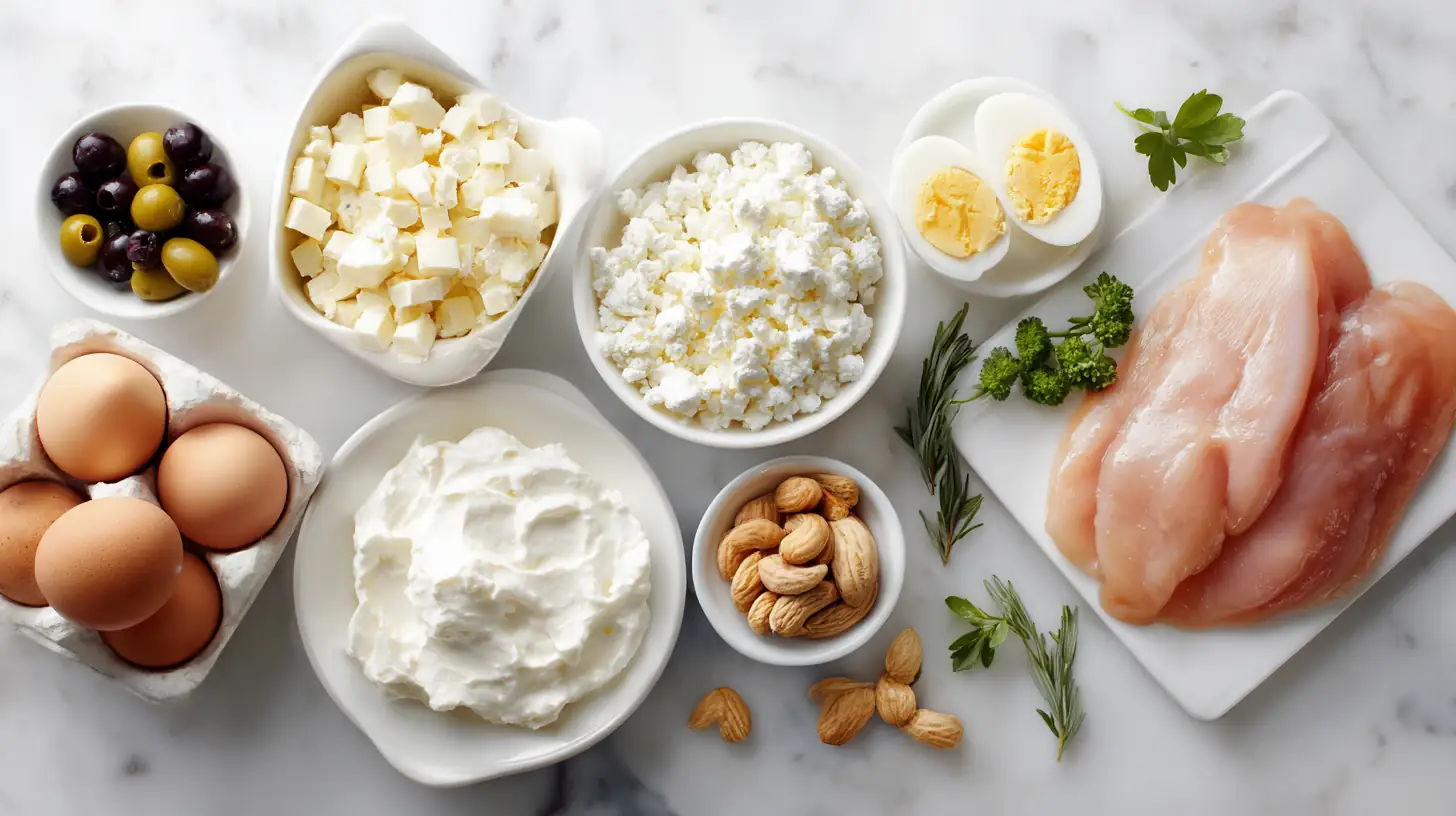 Chart showing high protein snacks under 200 calories with calories and protein grams