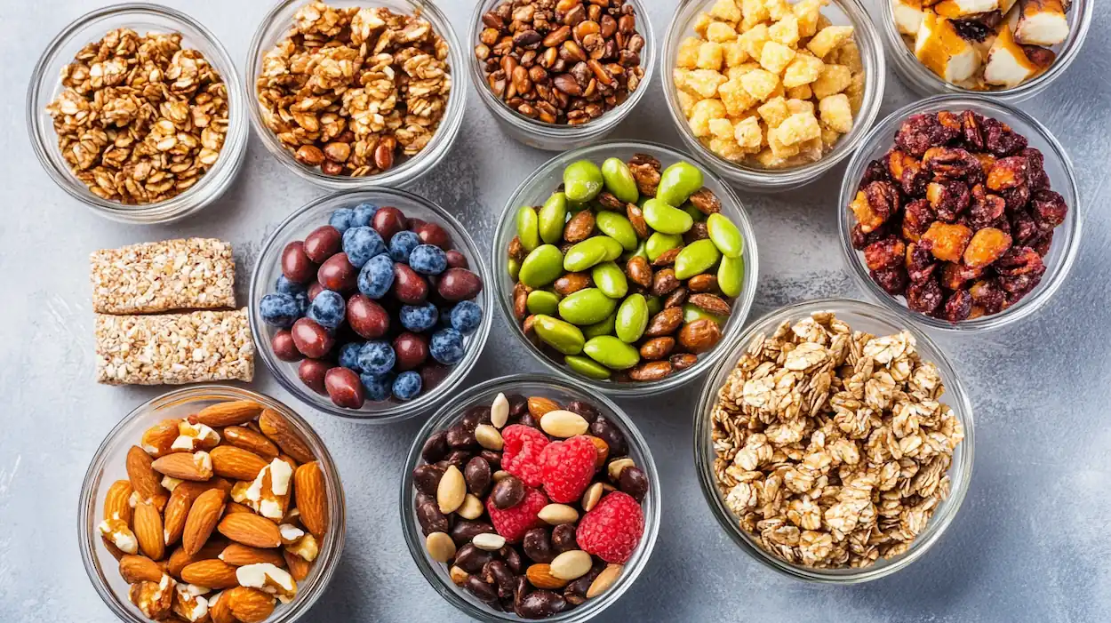 High protein snacks without protein powder including eggs yogurt nuts and chickpeas