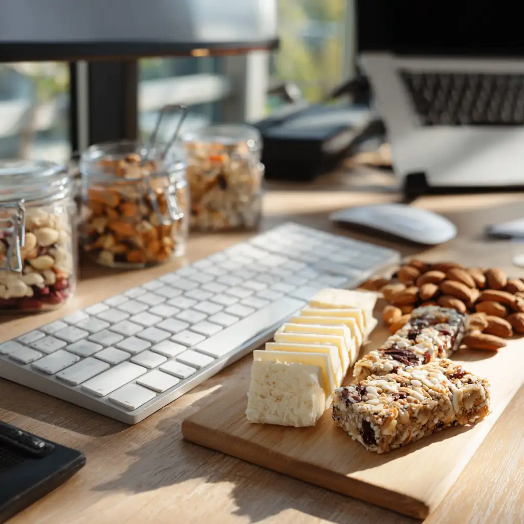 clean and mess free protein snacks at office desk