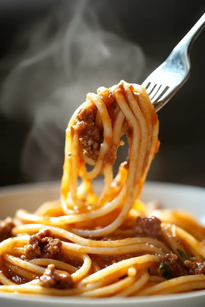 Creamy Dirty Spaghetti Close Up