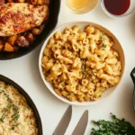 Easy dinner recipes including skillet chicken, pasta bake, rice bowl, and one-pan chicken and potatoes