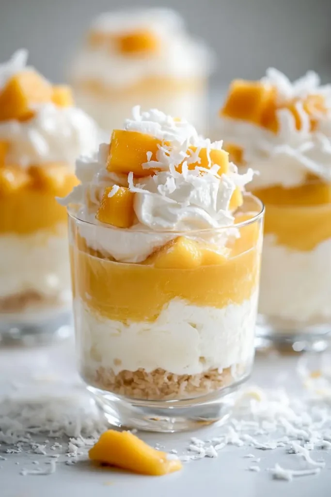 Layered Mango Coconut Pudding Cups