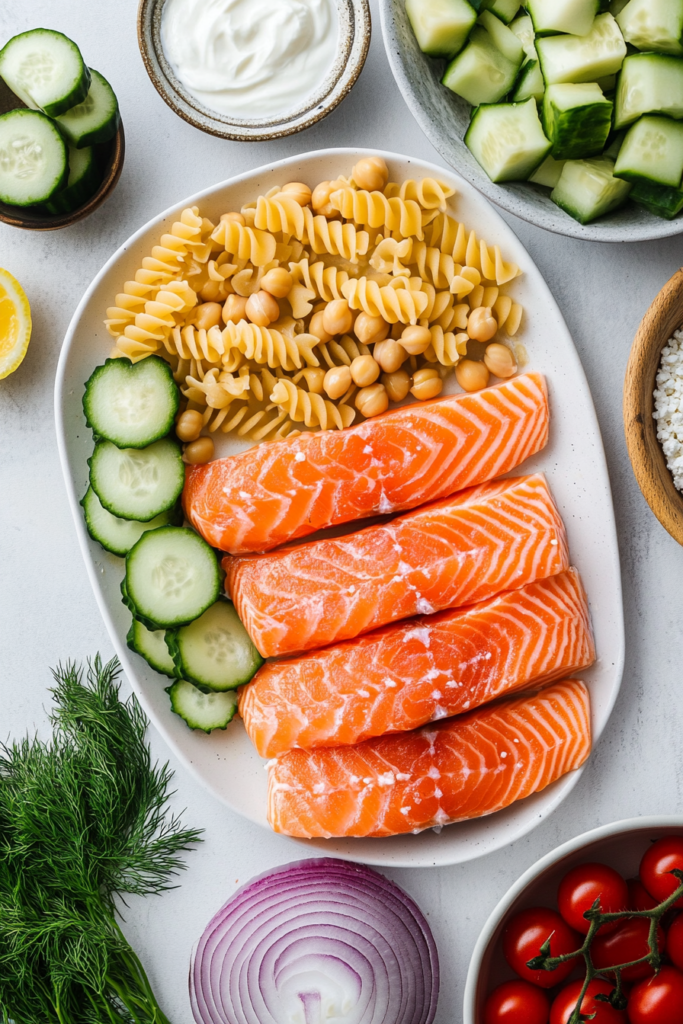 Salmon Pasta Salad with Extra Protein 3 Salmon Pasta Salad Ingredients