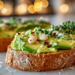 Avocado White Bean Toast on White Counter