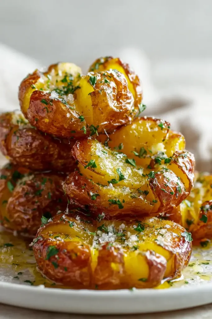 Simple Crispy Smashed Potatoes with Garlic Butter for Dinner