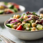 Mediterranean Chickpea Salad Bowls with Lemon Tahini Dressing