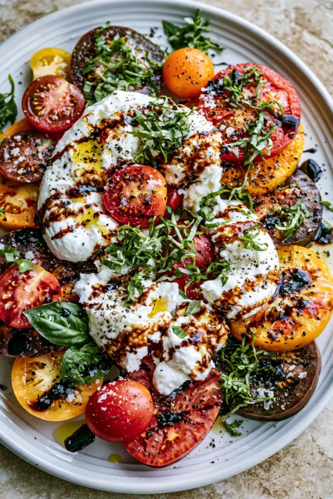 Last of Summer Produce Recipes 2 Heirloom Tomato Burrata Salad