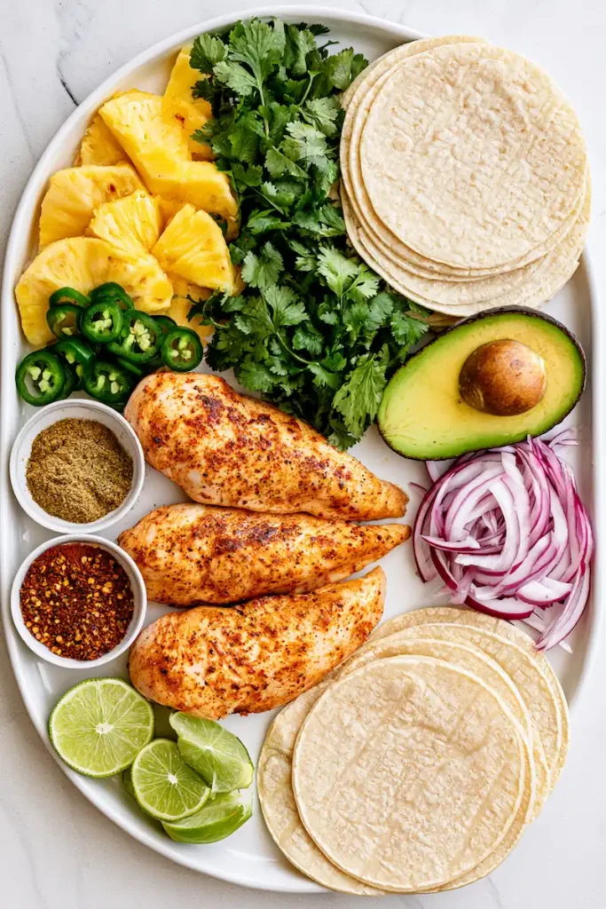 Hawaiian Chicken Tacos with Jalapeño Pineapple Salsa 2 Ingredients needed for Hawaiian Chicken Tacos with Jalapeno Pineapple Salsa