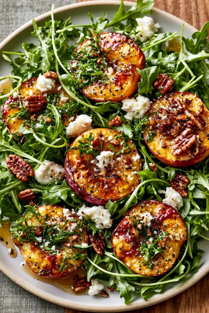 Last of Summer Produce Recipes 5 Roasted Peach Arugula Salad