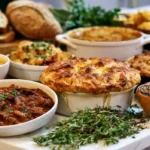 Top Early Fall Comfort Food Ideas You'll Crave All Season A cozy spread of early fall comfort foods including pumpkin soup, chicken pot pie, chili, apple crisp, and roasted vegetables.