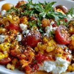 late summer tomato corn and burrata salad
