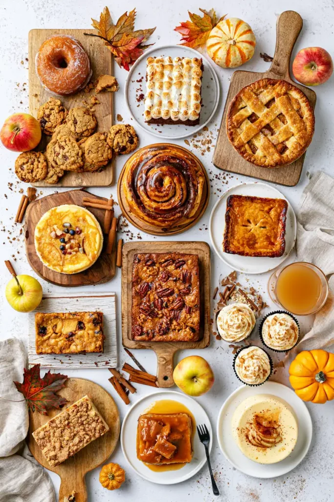 12 Cozy Apple Cider Desserts for Fall 3 A vertical Pinterest-style collage featuring the best homemade apple cider desserts for fall with warm autumn colors and cozy kitchen styling.